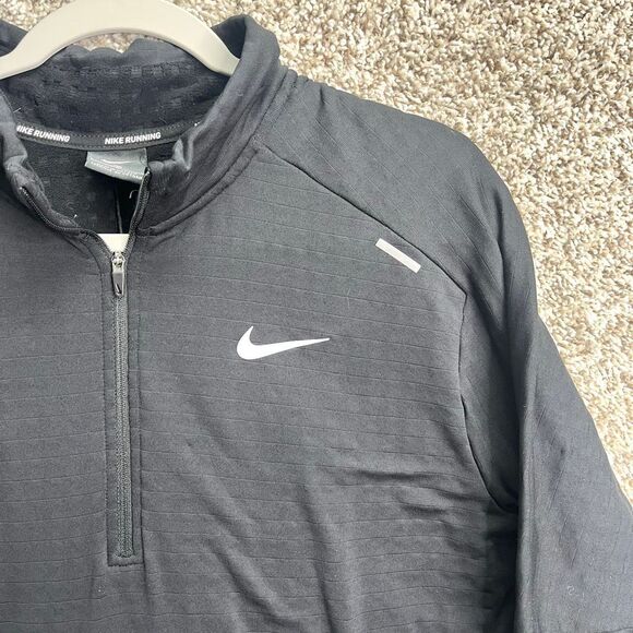 Nike Sweatshirt Men’s Large Running Sphere Black Neck Zip Pullover - Picture 2 of 6